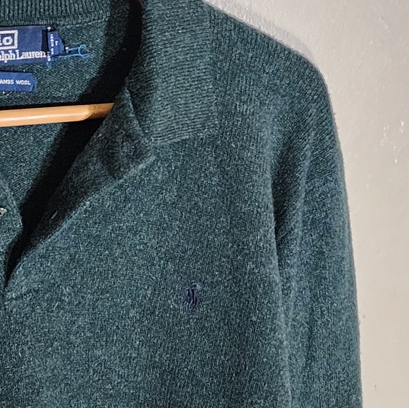 Polo by Ralph Lauren Men's Green Lambs Wool Sweater - Picture 3 of 7